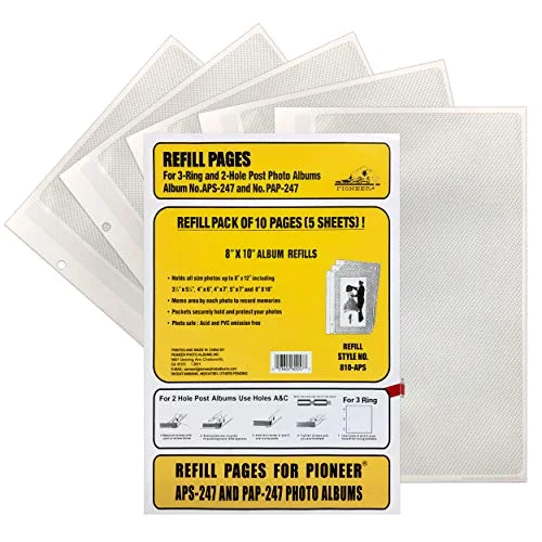 10-Pocket Refill for APS-247 Series Photo Albums, 8x10, Yellow