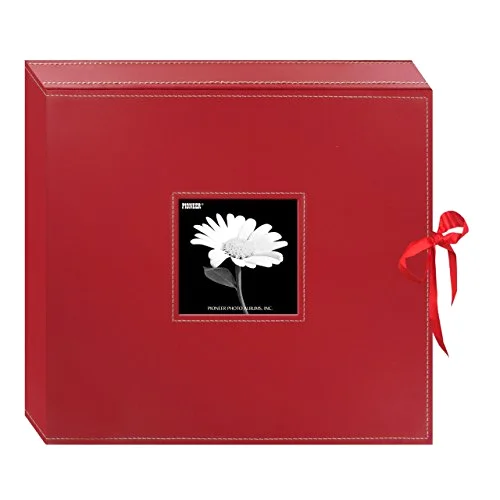 12x12 3-Ring Leatherette Inset Frame and Ribbon Closure Memory Book