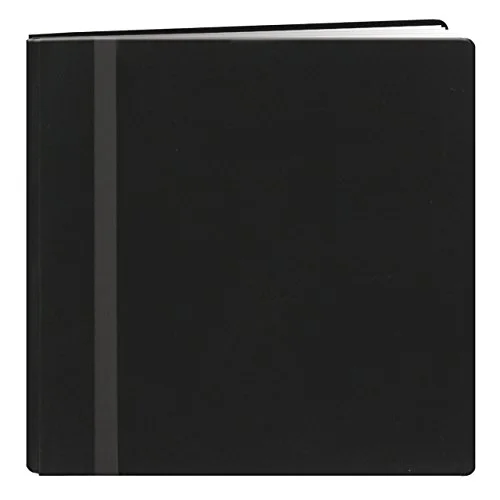 12x12 Snapload Fabric Cover with Ribbon Trim Memory Book, Black