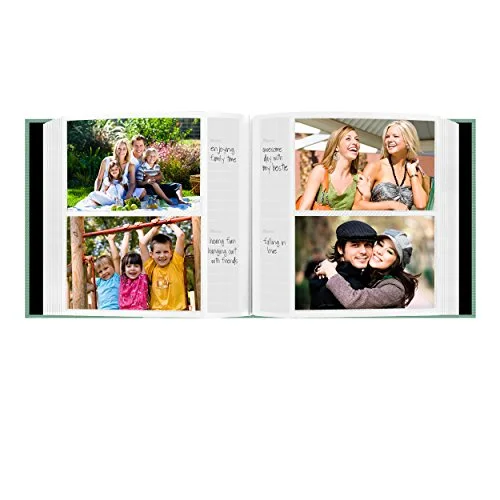 Embroidered Scroll Fabric Frame Cover Photo Album, Brown on Aqua, photo 3
