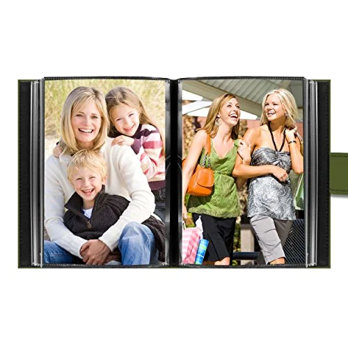 Embroidered Strap Sewn Leatherette Mini Album, 36 pockets, Sage Green (EXP-46/SGP), photo 3