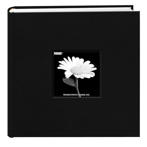 Fabric Frame Cover Photo Album, 200 pockets, Deep Black