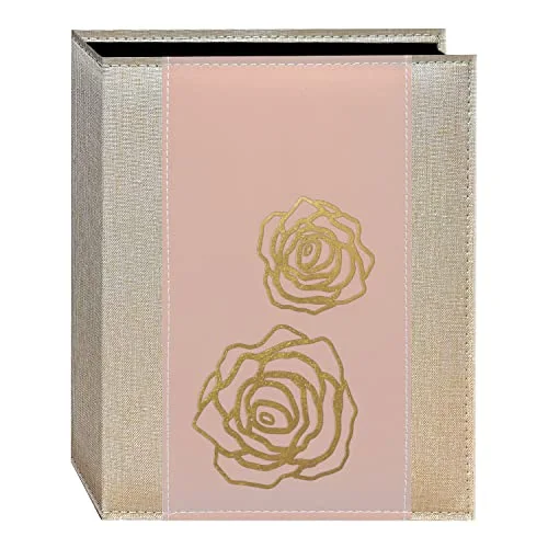 Gold Design Embossed Seagrass Photo Album, Blush