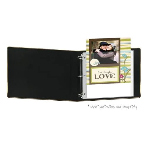 Gold Piped Edge Sewn 3-Ring Scrapbook, 12x12, White, photo 3