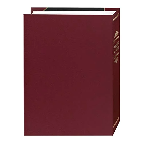 Ledger Style Leatherette Album, 50 pockets, 5x7, Black and Red, photo 3