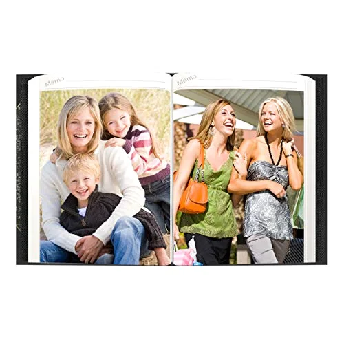 Ledger Style Leatherette Album, 50 pockets, 5x7, Silver Marble and Black, photo 4