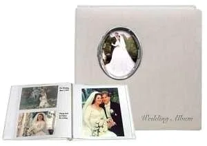Silver Wedding Album Post-Bound pocket album for 5x7 8x10 prints w/scrapbook pages by Pioneer - 5x7