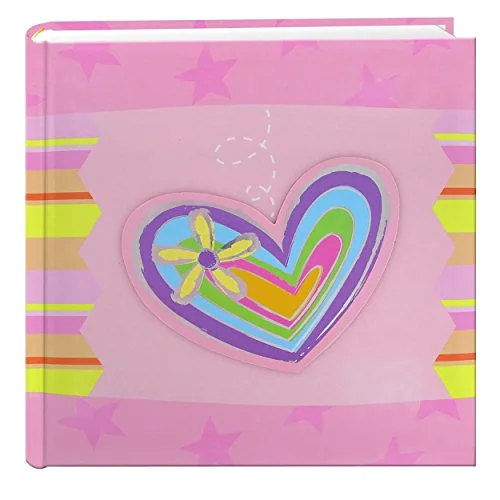 200-Pocket 3-D Striped Heart Applique Cover Photo Album, 4x6