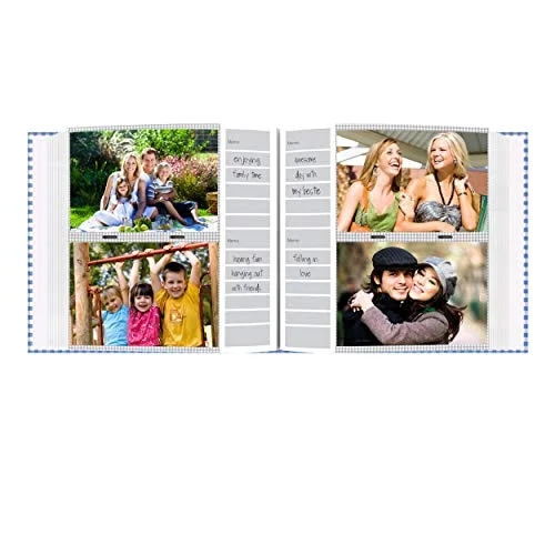 200-Pocket Gingham Fabric Frame Cover Photo Album for 4x6 Prints, Blue, photo 3