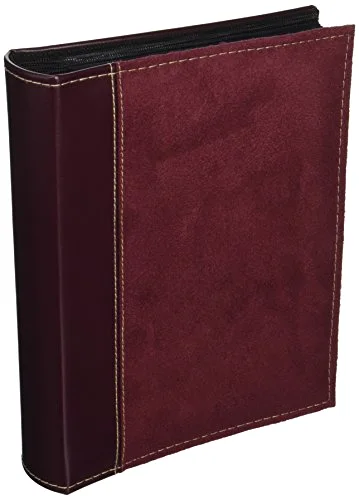 208-Pocket Sewn Faux Suede and Leatherette Cover Album for 4x6 Prints, Burgundy