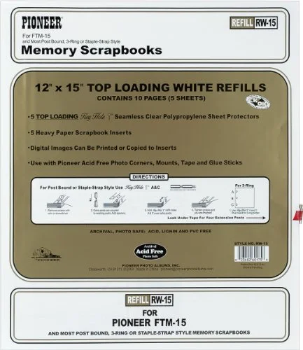 Albums Postbound Top Loading Page Protectors 5 Pack 12x15 (with Inserts) RW15 (3-Pack)3