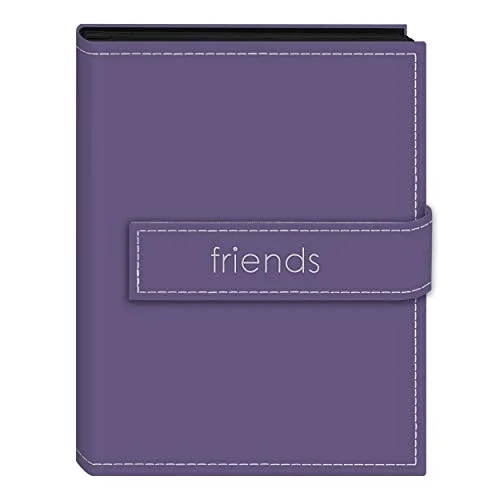 Embroidered Strap Sewn Leatherette Mini Album, 36 pockets, Lavender (EXP-46/LF)