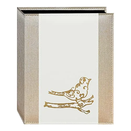 Gold Design Embossed Seagrass Photo Album, White