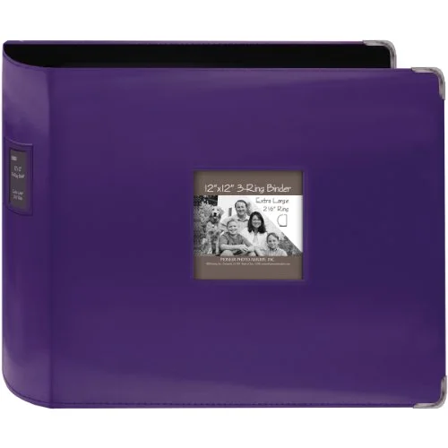 Sewn Leatherette 3-Ring Binder, 12x12, Bright Purple (T-12JF Scrapbook)