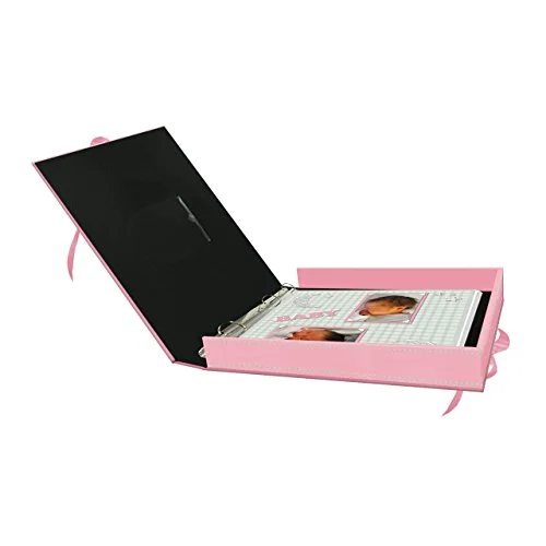 12x12 D-Ring Sewn Leatherette Scrapbook Box, Baby Pink, photo 2