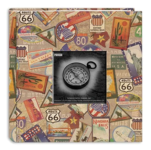 200-Pocket Photo Album with Printed Travel Design Cover, Travel Stickers, 4x6