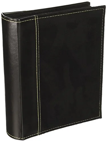 208-Pocket Sewn Faux Suede and Leatherette Cover Album for 4x6 Prints, Black