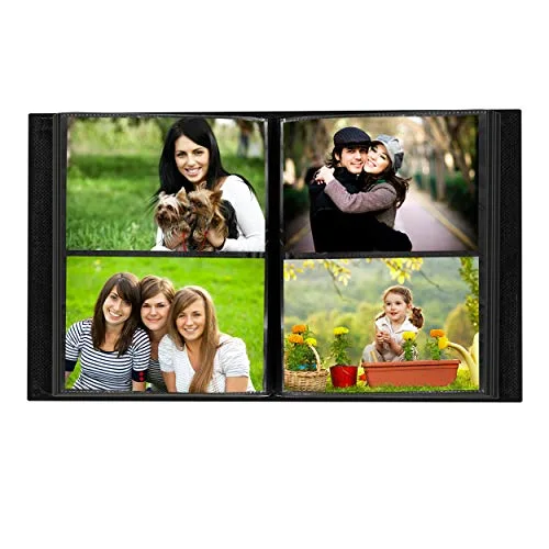 208-Pocket Sewn Leatherette Photo Album with Silvertone Metal I.D. Plate for 4x6 Prints, Black, photo 5