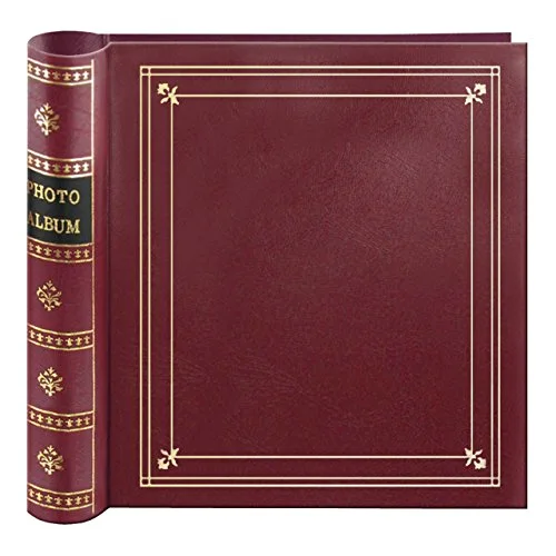 Coil Bound Leatherette Photo Album, 200 pockets, Burgundy