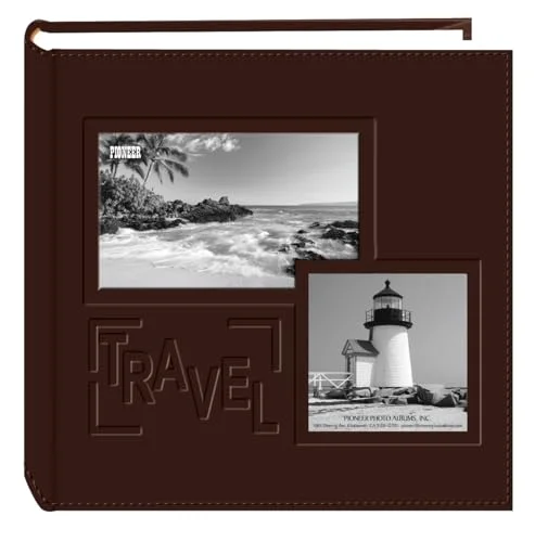Collage Frame Embossed Leatherette Album, 200 pockets, Brown