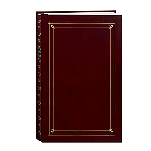Post-Bound Leatherette Album with Gold Accents, 200 pockets, Burgundy