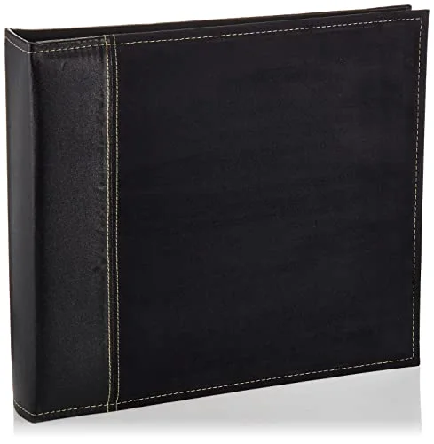 3-Ring Sewn Cover Album 12x12, Black Suede