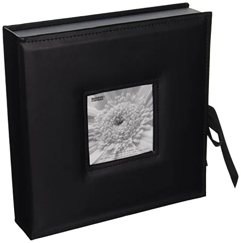 3-Ring Sewn Leatherette Photo Box Album, 120 pockets, Clear (PBX-120/BLK)