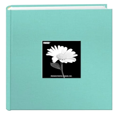 Fabric Frame Cover Photo Album, 200 pockets, Crystal Blue