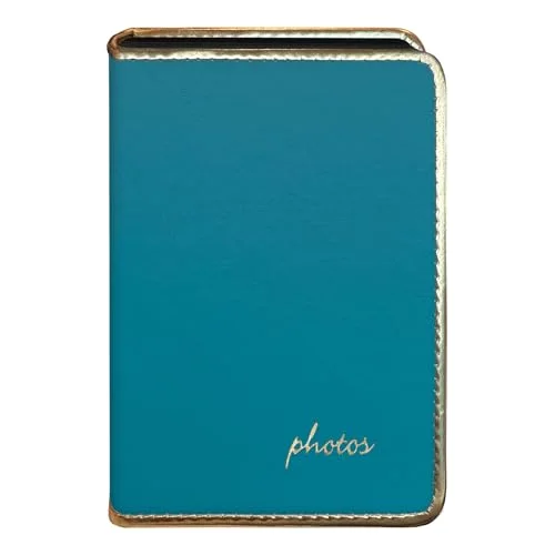 Gold Piped Edge Sewn Mini Photo Album, Teal