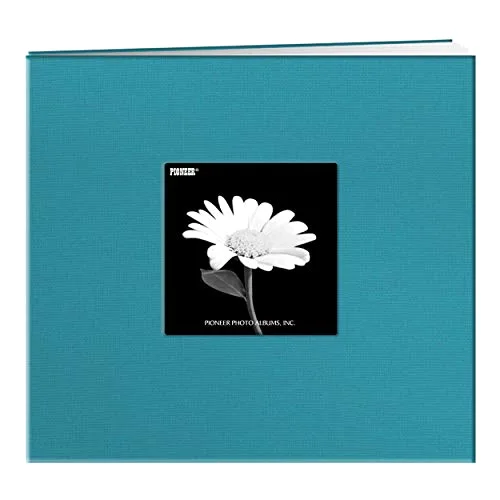 Post-Bound Fabric Frame Memory Book, 8x8, Turquoise Blue
