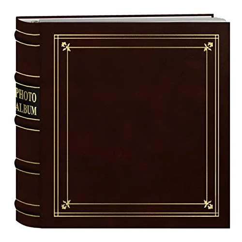 Ring Bound Bonded Leather Album with Gold Accents, 200 pockets