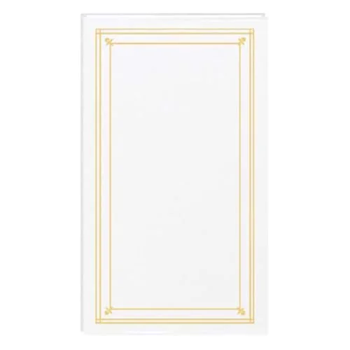 Slim Line Post-Bound Leatherette Album, 204 pockets, White,Gold