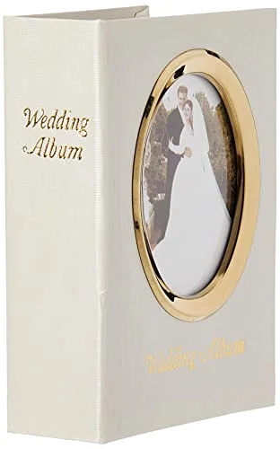 100-Pocket Moire Cover Album with Goldtone Oval Frame and Wedding Album Text for 4x6 Prints