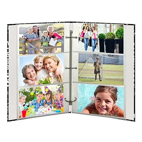 3-Ring Pocket Photo Album, 300 pockets, Black and White Words, photo 2