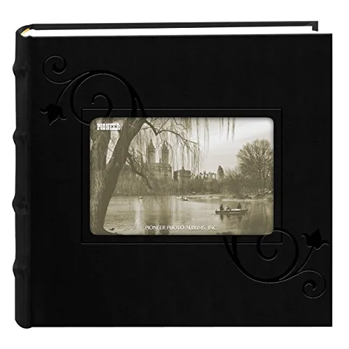 Embossed Floral Frame Leatherette Cover Photo Album, 4x6