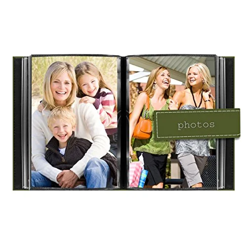 Embroidered Strap Sewn Leatherette Mini Album, 36 pockets, Sage Green (EXP-46/SGP), photo 4