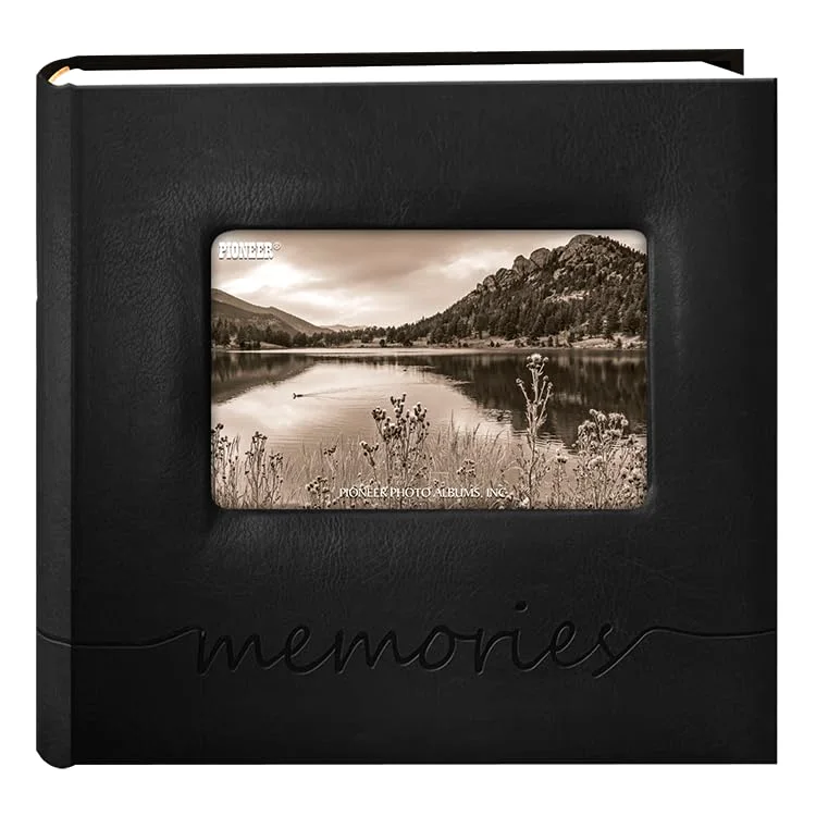 "memories" Embossed Frame Cover Photo Album 200 pockets holds 4x6 Photos, Black