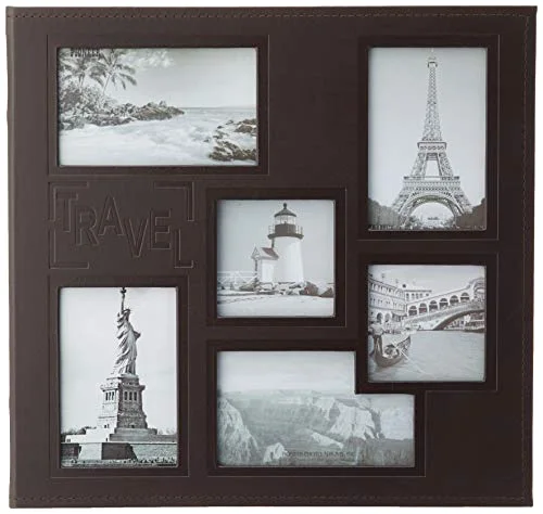 Post-Bound Fabric Frame Memory Book, 12x12, White,Brown, 20 prints