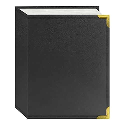 Sewn Leatherette Album with Brass Corners, 100 pockets, Clear,White (E4-100/GY)