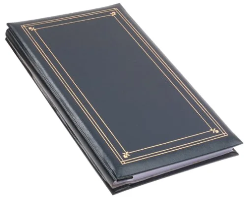 Slim Line Post-Bound Leatherette Album, 204 pockets, Blue,White,Gold