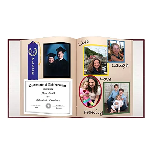 XL Scrapbook, 50 beige pages, Burgundy Red, photo 3