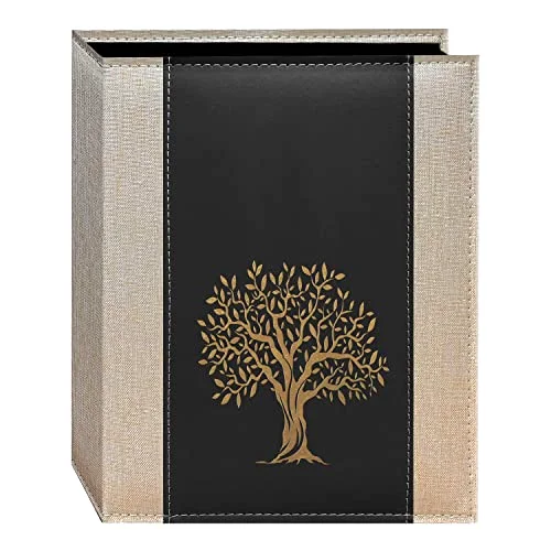 Gold Design Embossed Seagrass Photo Album, Black