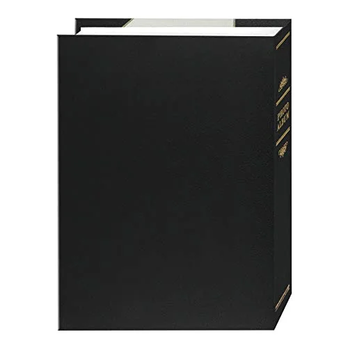 Ledger Style Leatherette Album, 50 pockets, 5x7, White and Black, photo 3