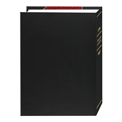 Ledger Style Leatherette Album, 50 pockets, 5x7, Red and black, photo 3