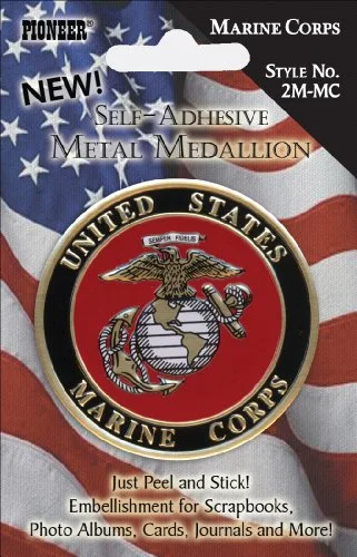 NOM413302 Military Self Adhesive Metal Medallion 2", Marine Corp