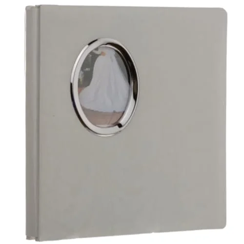 Oval Framed Wedding Photo Album with Gold/Silver Photo Frame, holds 100 5x7 and 4- 8x10 Photos, White