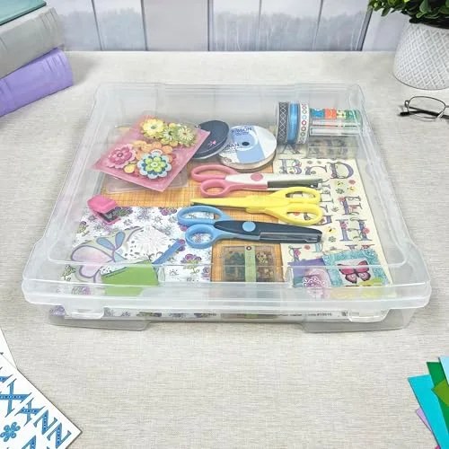 Plastics Scrapbook Storage Supplies Container, 13.25" W x 12.25" D x 2.5" H, pack of 2, photo 4