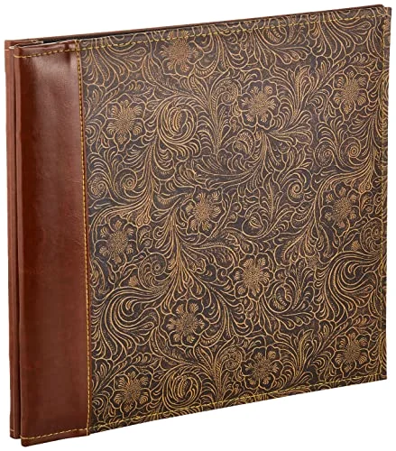 Post-Bound Fabric Frame Memory Book, 12x12, Brown (MB-10NTBRN)