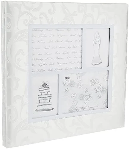Post-Bound Fabric Frame Memory Book, 12x12, White (MB-10WF4)
