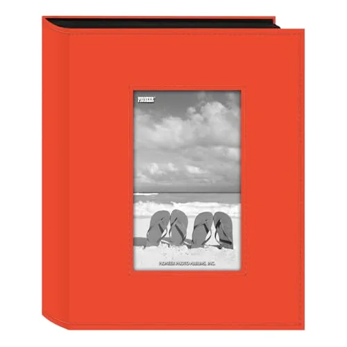 Sewn Leatherette Frame Photo Album, Bright Orange
